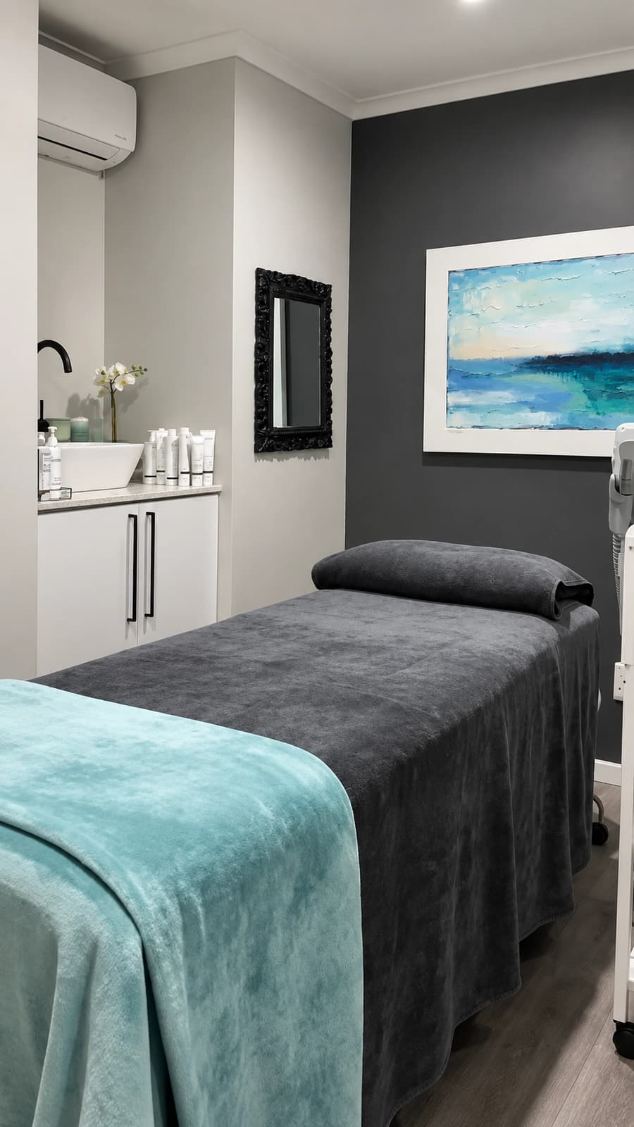Overview of the treatment room at Skin Studio Aesthetics